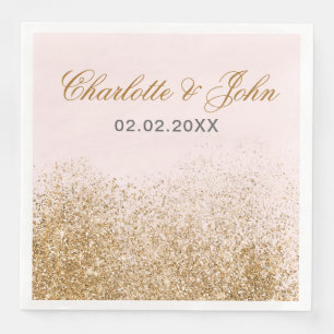 Serviettes En Papier Blush Gold Parties scintillant Sparkle Mariage élé