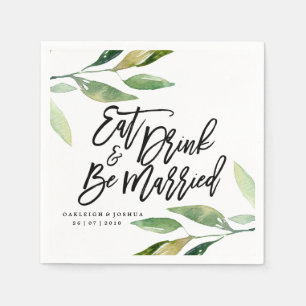 Serviettes En Papier Boho Eat Drink Be Married Mariage Napkin
