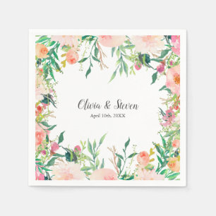 Serviettes En Papier Boho Watercolor Floral Mariage personnalisé