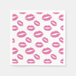 Serviettes En Papier Bonbon 16 à fille de motif de baiser de lèvres d