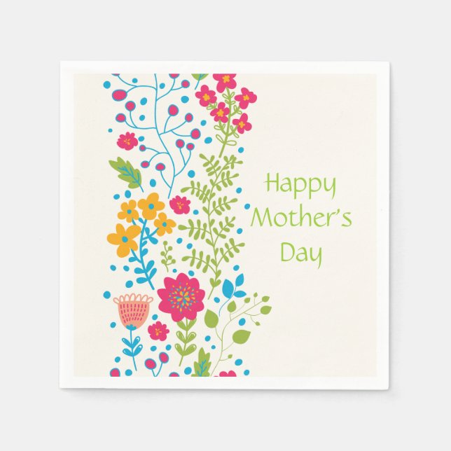 Serviettes En Papier Bonne fête des mères Fleurs de printemps (Devant)