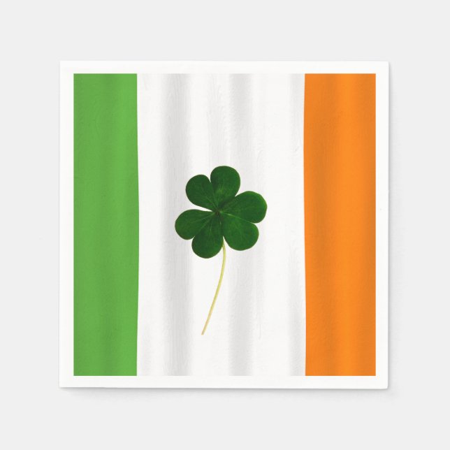 Serviettes En Papier Bonne St. Patrick's Day Irlandais Drapeau Shamrock (Devant)