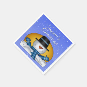 Serviettes En Papier Bonnes Fêtes Snowman Papier Napkins Cocktail