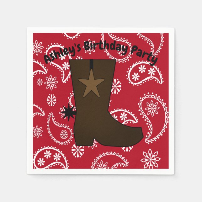 Serviettes En Papier Boot customisé Red Bandana Cowboy (Devant)
