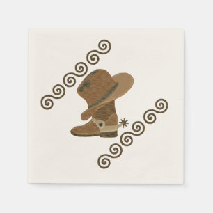 Serviettes En Papier Boot de cowboy et Casquette de l'incrustation de b