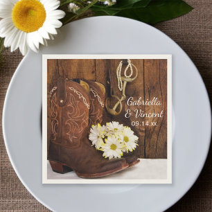 Serviettes En Papier Boots de cowboy Daisées Cheval Bit Mariage occiden