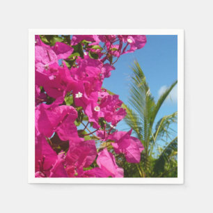 Serviettes En Papier Bougainvilliers et palmiers paysage tropical