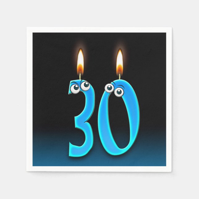 Serviettes En Papier Bougie de 30e anniversaire aux globes oculaires (Devant)