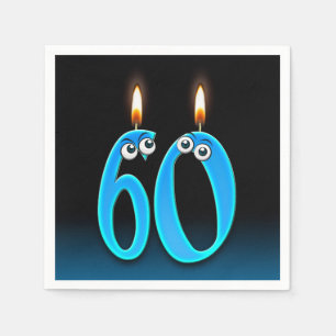 Serviettes En Papier Bougie de 60e anniversaire avec globes oculaires