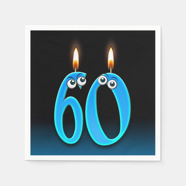 Serviettes En Papier Bougie de 60e anniversaire avec globes oculaires (Devant)