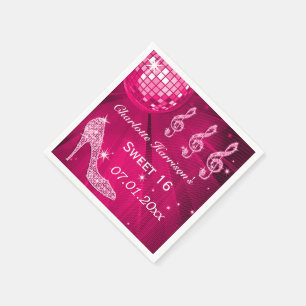 Serviettes En Papier Boule Disco Rose Chaud et talons étincelants doux