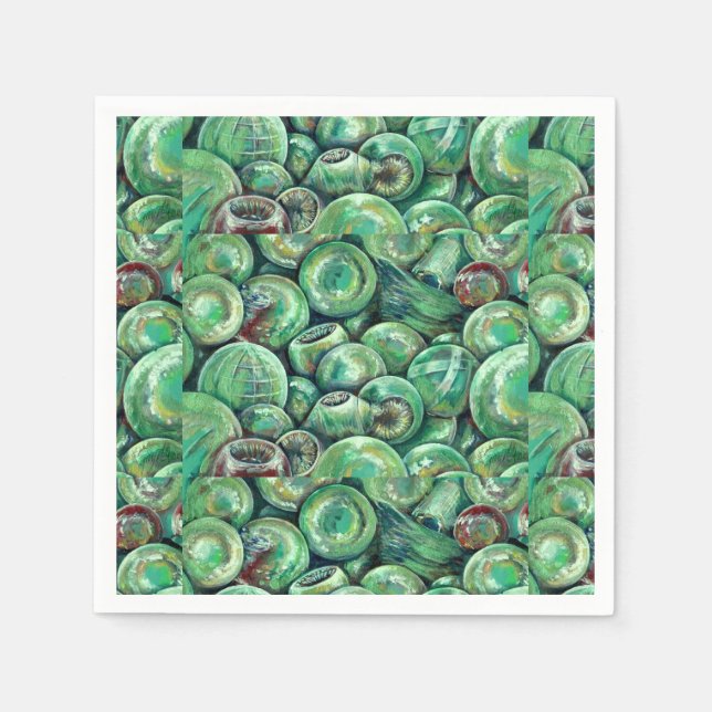 Serviettes En Papier Boules de Noël vertes (Devant)