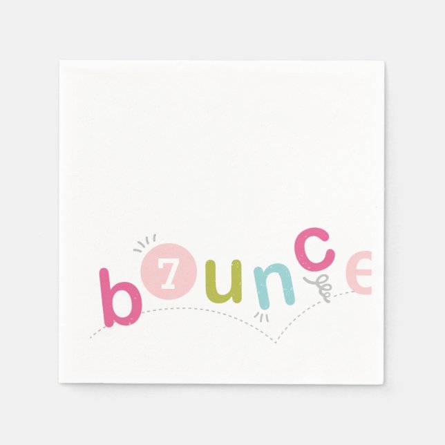 Serviettes En Papier Bounce Moderne Enfants Rose fête d'anniversaire (Devant)