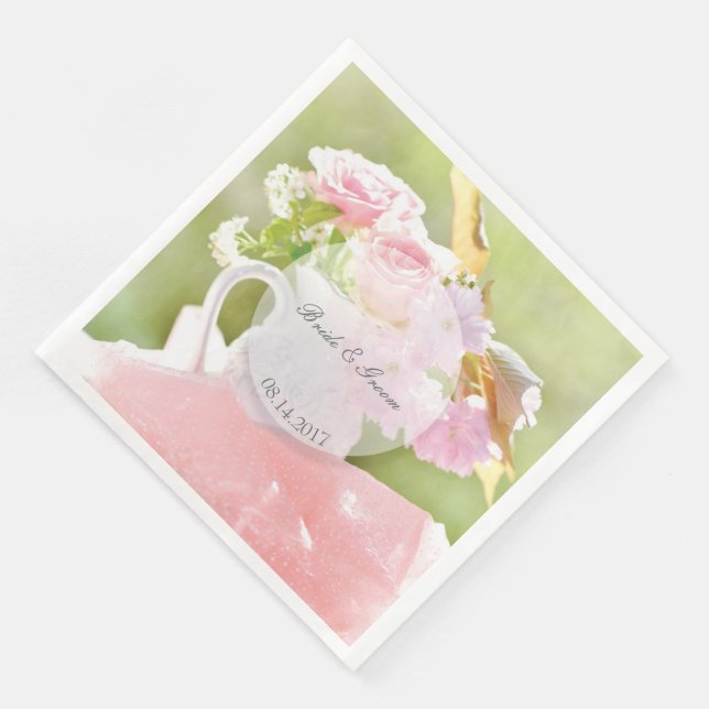 Serviettes En Papier Bouquet Fleur de Printemps frais modifiable mariag (Coin)
