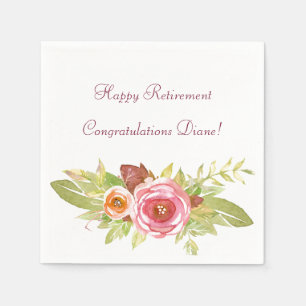 Serviettes en papier bouquet floral aquarelle