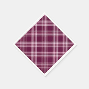 Serviettes En Papier Bourgogne Et Plaid Blanc