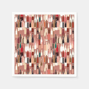 Serviettes En Papier Bouteilles de vin, couleurs terre, arrière - plan 