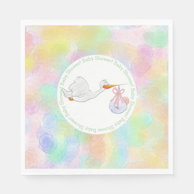 Serviettes En Papier Boutique Pastel Aquarelles avec Baby shower Bundle (Devant)