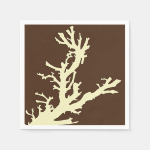 Serviettes En Papier Branche de corail - marron cacao et beige