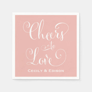Serviettes En Papier Bravo pour aimer le Mariage rose pâle Monogramme