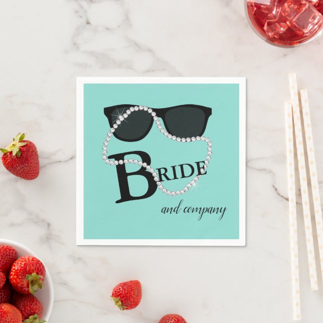 Serviettes En Papier BRIDE Diamond Glam & Bling Tiara Party Douche (En situation)