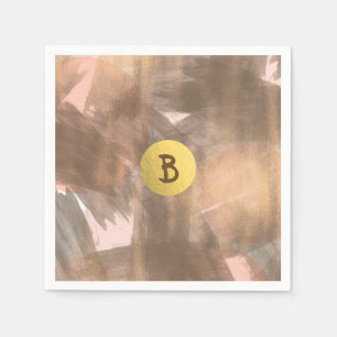 Serviettes En Papier Broche et cuivre bronze Chic moderne Monogramme or