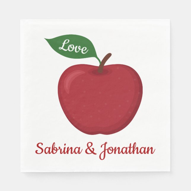Serviettes En Papier Burgundy Red Apple Love Mariage de automne Party P (Devant)
