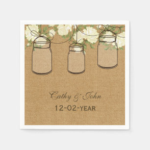 Serviettes En Papier burlap ivoire roses mariage personnalisé serviette