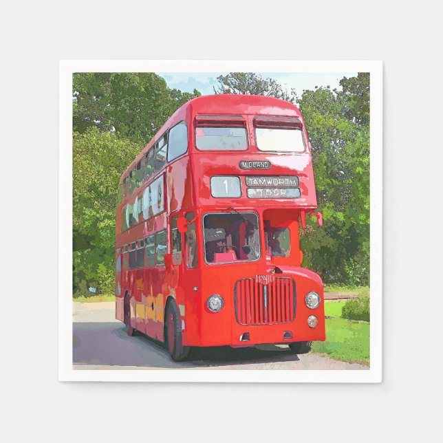 SERVIETTES EN PAPIER BUS ROUGE BRITANNIQUE (Devant)