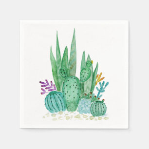 Serviettes En Papier Cactus, aquarelle