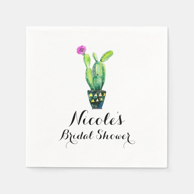 Serviettes En Papier Cactus Floral Rustique Fête des mariées sud-ouest (Devant)