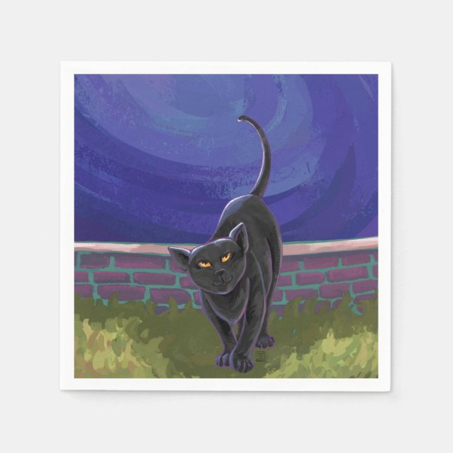 Serviettes En Papier Cadeaux et accessoires de chat noir (Devant)