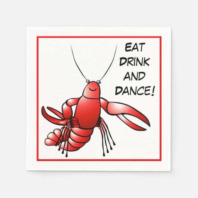 Serviettes En Papier Cajun Boil Party Crawfish Épis Manger Boire Danse (Devant)