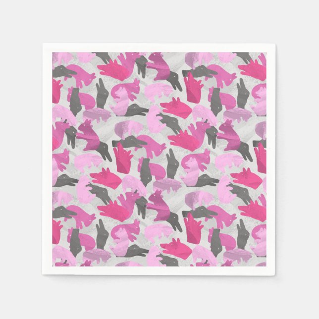 Serviettes En Papier Camouflage animal Silhouette rose (Devant)