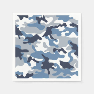 Serviettes En Papier Camouflage bleu et blanc