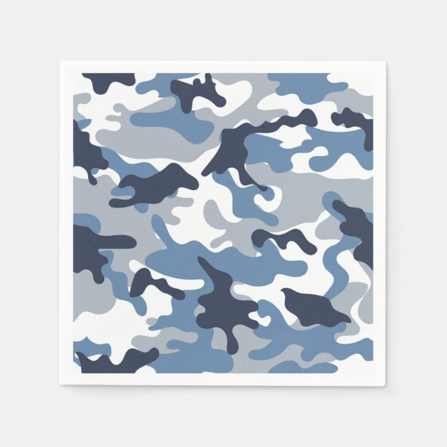 Serviettes En Papier Camouflage bleu et blanc (Devant)