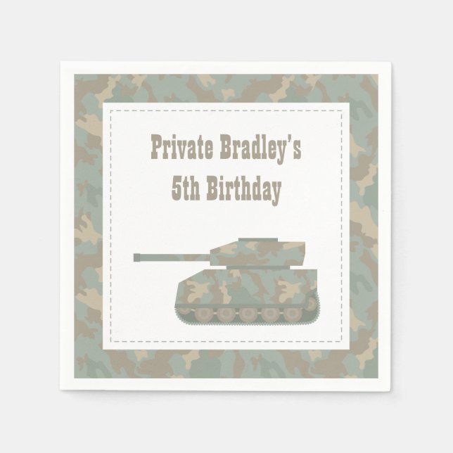 Serviettes En Papier Camouflage Military Tank Army Anniversaire Party (Devant)