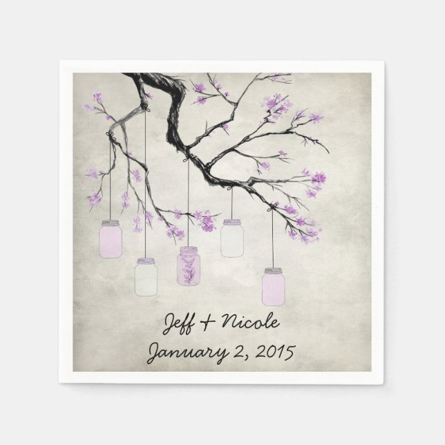 Serviettes En Papier Campagne Mason Jars dans le Mariage de lavande (Devant)