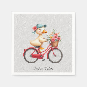 Serviettes en papier Canard à bicyclette florale