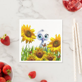 Serviettes en papier Canard Tournesol Papillon Bou