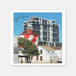 Serviettes En Papier Cape Town Cityscape Red Lighthouse Papier Napkin