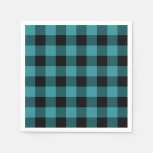 Serviettes En Papier Carreaux bleus et noirs