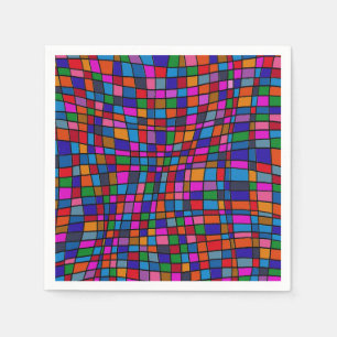 Serviettes En Papier Carreaux de mosaïque colorés amusants