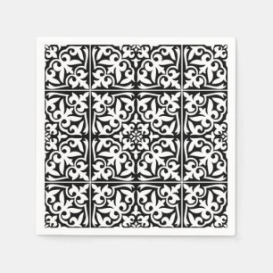 Serviettes En Papier Carrelage marocain - noir avec arrière - plan blan