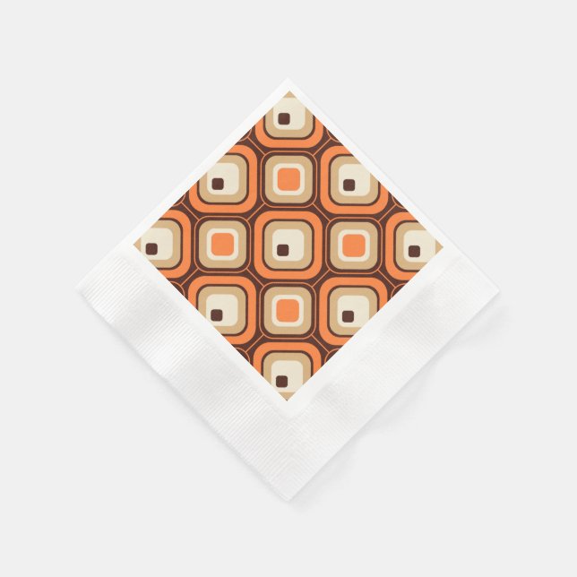 Serviettes En Papier Carrés orange, marron et beige (Coin)