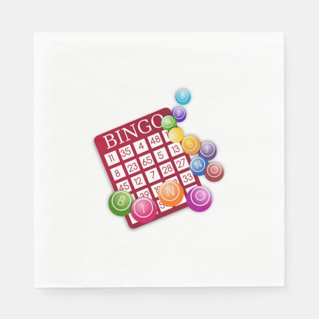 Serviettes En Papier Carte BINGO avec boules BINGO (Devant)