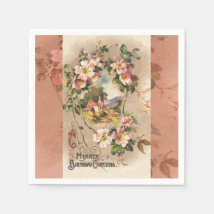 Serviettes En Papier Carte d'anniversaire vintage