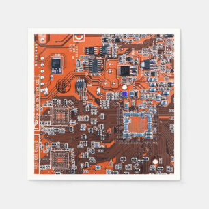 Serviettes En Papier Carte de circuit Geek d'ordinateur Orange