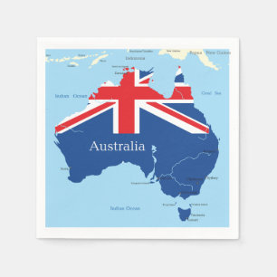 Serviettes En Papier Carte de la silhouette du drapeau australien