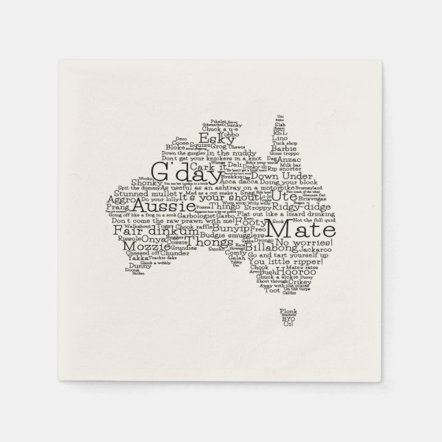 Serviettes En Papier Carte de l'argot australien (Devant)